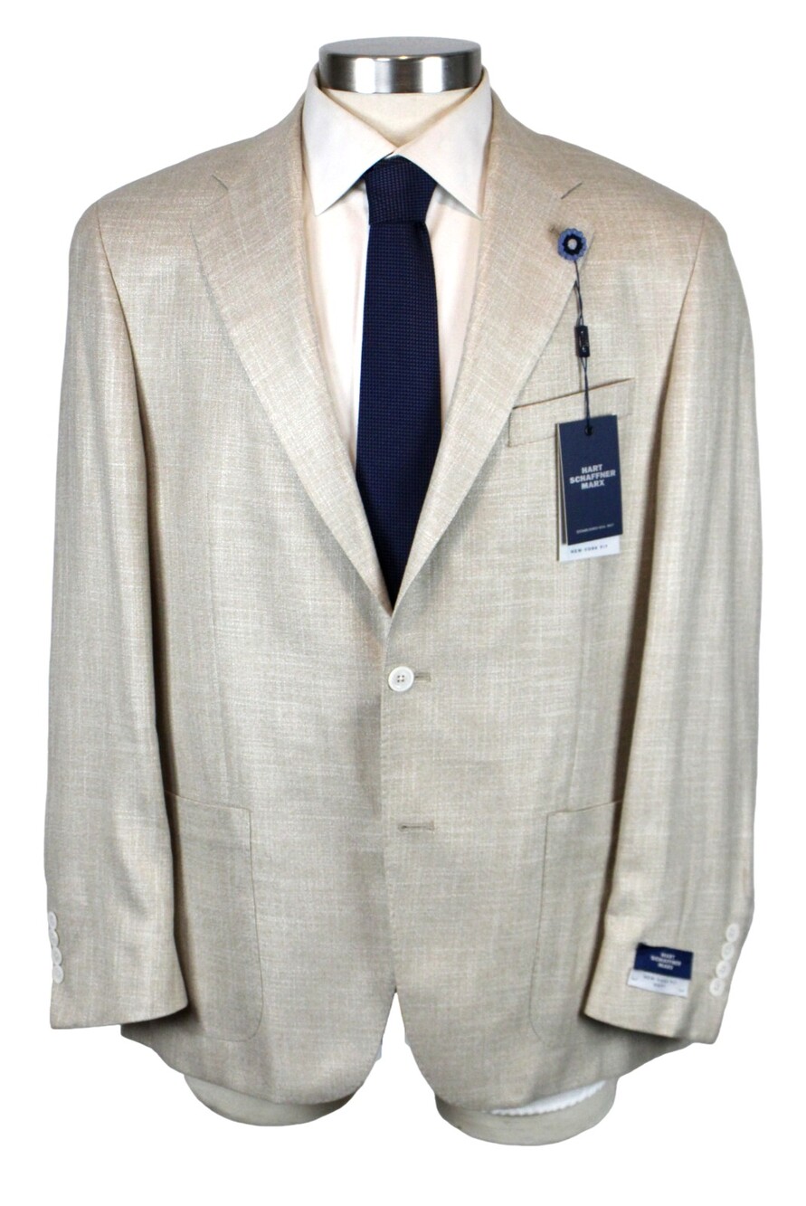 $648 Hart Schaffner Marx Blazer Mens 42 R Bamboo New York Fit Soft Oatmeal